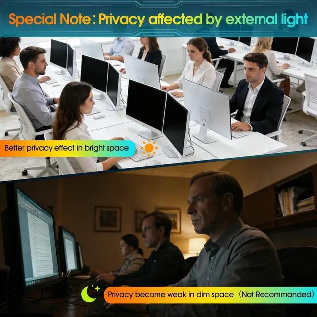Alt view image 5 of 5 - YAKAI 2 Pack 21.5 Inch Computer Privacy Screen for 16:9 Aspect Ratio Widescreen Monitor, Computer Monitor Privacy Filter, Removable Protector Film