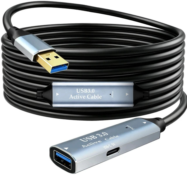 Main image of Tan QY USB 3.0 Active Extender 100ft, Type-A to F with USB-C Charge Port