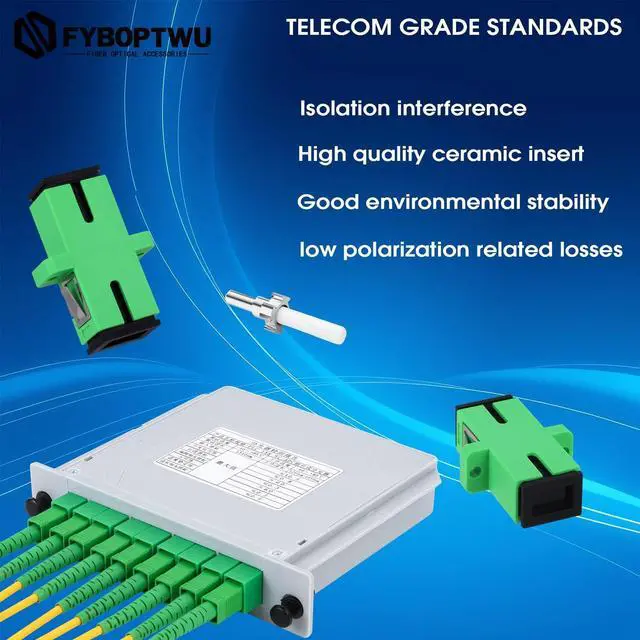 Alt view image 3 of 4 - fyboptwu - 2pcs SC/APC PLC Fiber Optic Splitter 1x8 SC/APC Cassette Card InsertingOptic Fiber Splitter for Home Wiring, Engineering Projects, Fiber Optic LAN, Network Rooms, Fiber Distribution Box