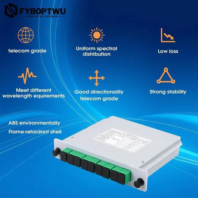 Alt view image 4 of 4 - fyboptwu - 2pcs SC/APC PLC Fiber Optic Splitter 1x8 SC/APC Cassette Card InsertingOptic Fiber Splitter for Home Wiring, Engineering Projects, Fiber Optic LAN, Network Rooms, Fiber Distribution Box