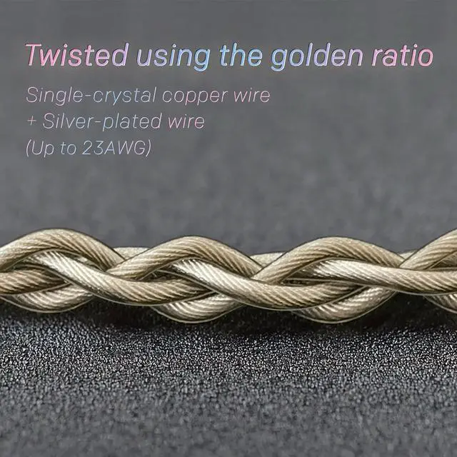 Alt view image 4 of 5 - mfreeo Premium IEM Earphone Audio Cable, Single Crystal Copper & Silver-Plated Hybrid Twisted, Balanced Upgrade Cable, Braided Hi-Fi Replacement Extension Cord 1.2M (mmcx, 3.5mm)