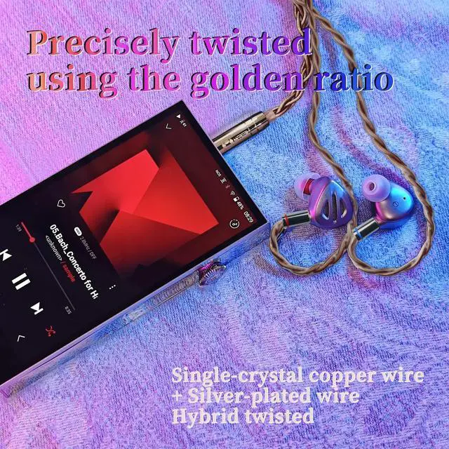 Alt view image 3 of 5 - mfreeo Premium IEM Earphone Audio Cable, Single Crystal Copper & Silver-Plated Hybrid Twisted, Balanced Upgrade Cable, Braided Hi-Fi Replacement Extension Cord 1.2M (mmcx, 3.5mm)