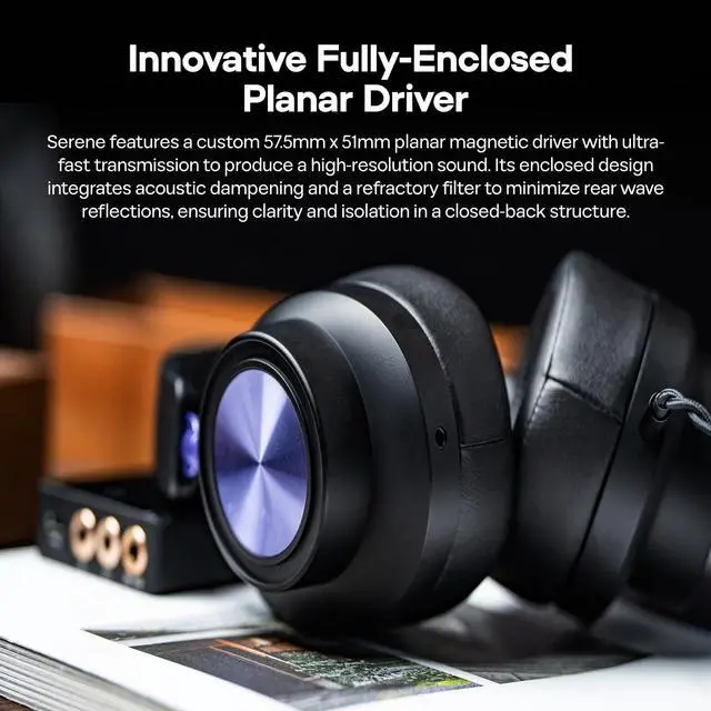 Alt view image 3 of 5 - Linsoul Kiwi Ears x Z Reviews: Serene Planar Magnetic Driver Over-Ear Gaming Headphones, Fully Closed-Back, Passive Noise Cancelling, with Detachable Cable for DJ, Gamer, Musician