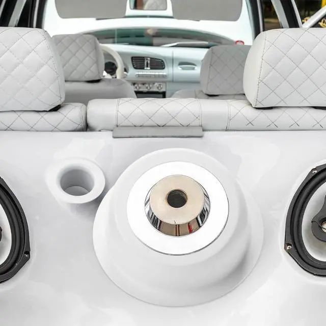 Alt view image 4 of 5 - Amylove 2 Pcs Universal Angled Speaker Enclosures Boxes Pods Surface Mount with Rubber Strip for Install 6.5 Inch Speakers or Smaller Custom Mount Door Kick Panel Rear Deck (White, Hole Cut)