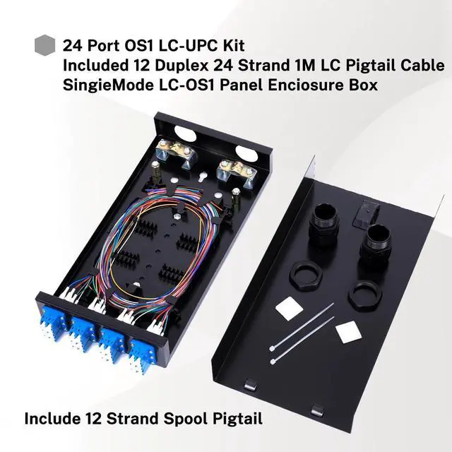 Alt view image 2 of 5 - GESD Duplex Fiber Enclosure with 24 Port LC-OS1 Box, LC-OS1 Cables, Wall Mount, Includes 1m SM Pigtail, 12 Port LGX Panel