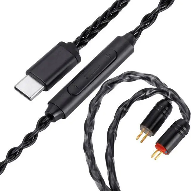 Alt view image 2 of 4 - USB-C to Dual 2pin (0.78mm) IEM Balance Earbud Cable, 8-Core OCC Silver-Plated HiFi Earphone Cable, Ultra-Flexible Digital Audio Upgrade for In-Ear Headphones, In-line Control (1.3m, Black)