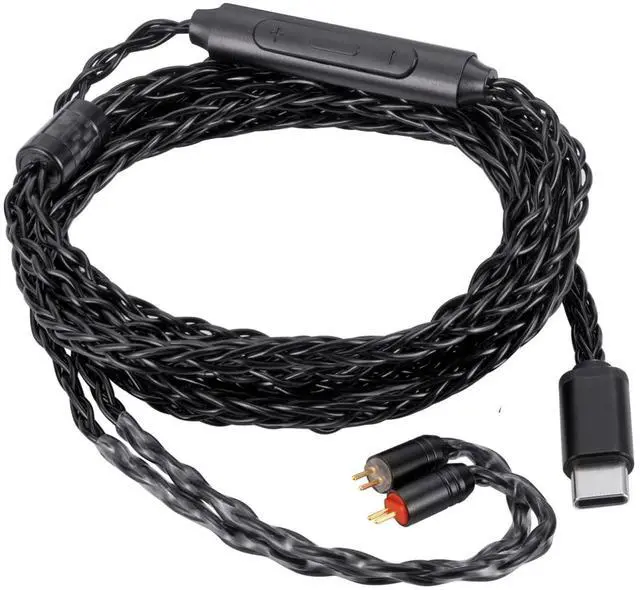 Alt view image 3 of 4 - USB-C to Dual 2pin (0.78mm) IEM Balance Earbud Cable, 8-Core OCC Silver-Plated HiFi Earphone Cable, Ultra-Flexible Digital Audio Upgrade for In-Ear Headphones, In-line Control (1.3m, Black)