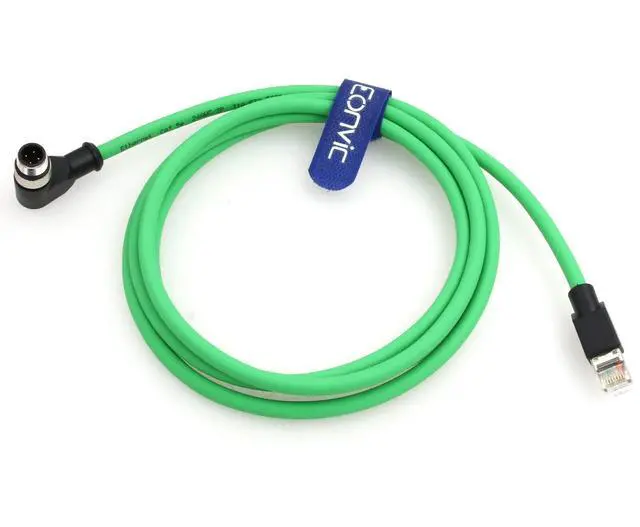 Alt view image 2 of 5 - Eonvic Right Angle M12 4 Pin D-Code Male to RJ45 Industrial Ethernet Cable Shielded CAT5e Cable for Cognex Industrial Camera (1M/3.3ft)