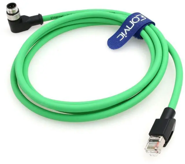 Alt view image 3 of 5 - Eonvic Right Angle M12 4 Pin D-Code Male to RJ45 Industrial Ethernet Cable Shielded CAT5e Cable for Cognex Industrial Camera (1M/3.3ft)
