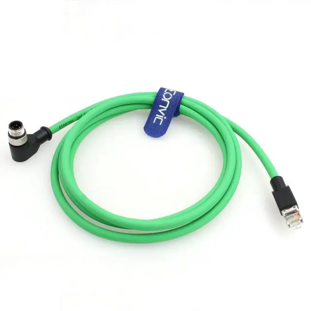 Alt view image 4 of 5 - Eonvic Right Angle M12 4 Pin D-Code Male to RJ45 Industrial Ethernet Cable Shielded CAT5e Cable for Cognex Industrial Camera (1M/3.3ft)