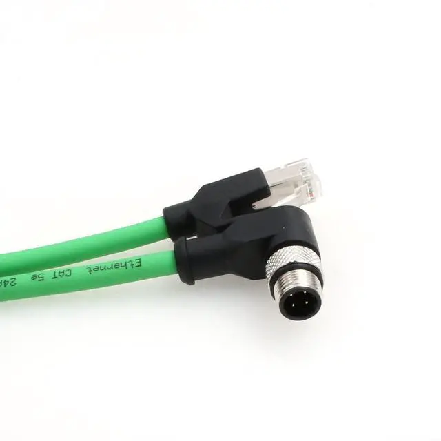 Alt view image 5 of 5 - Eonvic Right Angle M12 4 Pin D-Code Male to RJ45 Industrial Ethernet Cable Shielded CAT5e Cable for Cognex Industrial Camera (1M/3.3ft)