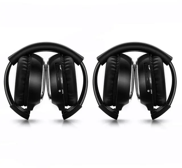 Main image of JYSiptkird Universal 2 Channel IR Foldable Headphones,Kids Wireless Headphones for Universal Car Entertainment System,Infrared Headset for Car DVD Video (2 Pack)