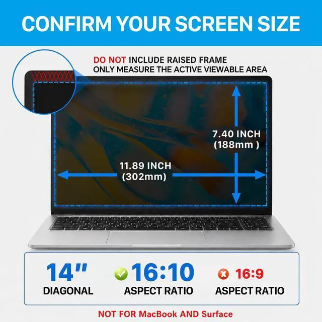 Alt view image 2 of 5 - STARY 360 Laptop privacy screen protector 14 inch 16:10 Ratio (1920x1200)