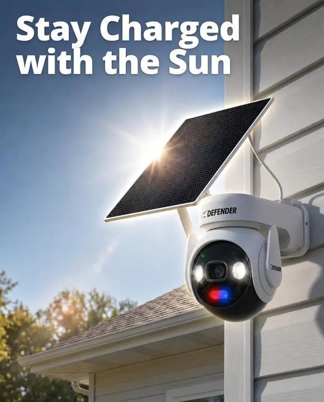 Alt view image 5 of 5 - Defender AI 4K Guard Ultra-Charge AOV Wireless Battery Security Camera, 24/7 Recording, 360 PTZ, AI Tracking, Setup in 5 Minutes, 10,000mAH Battery, 5W Solar Panel, Guard App (2-Pack)