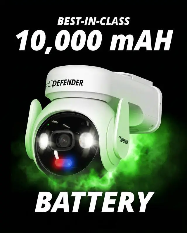 Alt view image 3 of 5 - Defender AI 4K Guard Ultra-Charge AOV Wireless Battery Security Camera, 24/7 Recording, 360 PTZ, AI Tracking, Setup in 5 Minutes, 10,000mAH Battery, 5W Solar Panel, Guard App (2-Pack)