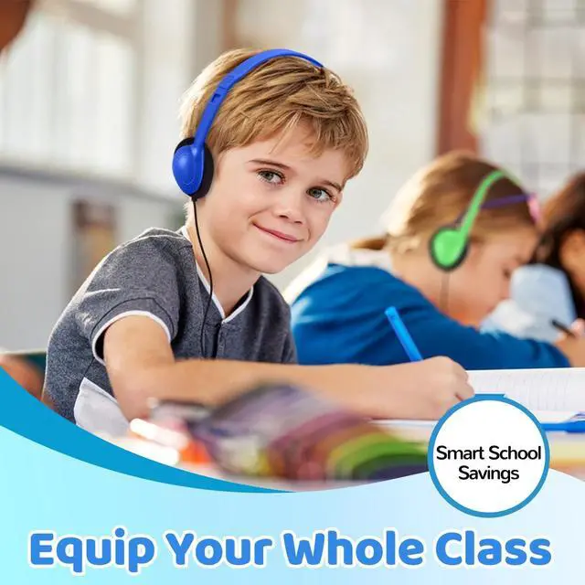 Alt view image 2 of 5 - Ladont 10 Pack Kids Headphones Bulk Type-C, USB C Wired Headphones for School Classroom, Wholesale Children Student Headset for Chromebook Laptop PC, Mixed Colors