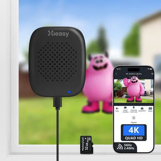 Main image of abetap Hieasy 8MP 4K Window Camera Magnetic Mount with 32GB SD Card,5GHz&2.4GHz WiFi Indoor Cameras for Home Security with Color Night Vision,AI Human Vehicle Detection,No Subscription,24/7 Recording