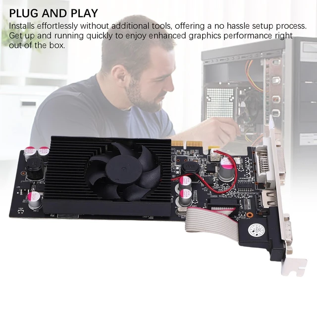 Alt view image 4 of 5 - GT 610 1GB GDDR3 Graphics Card, PCIe 2.0, Silent Fan