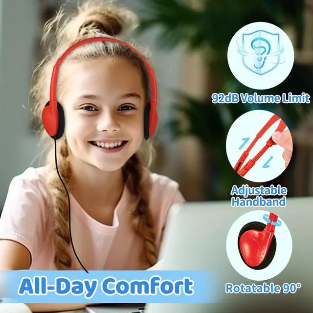 Alt view image 4 of 5 - Ladont 10 Pack Kids Headphones Bulk Type-C, USB C Wired Headphones for School Classroom, Wholesale Children Student Headset for Chromebook Laptop PC, Mixed Colors