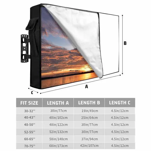 Alt view image 5 of 5 - Singingin Pure White Outdoor TV Cover Waterproof Weatherproof 60 to 65 Inch, Solid Color Outside TV Covers with Zipper Flap, TV Screen Protectors for LCD OLED Television