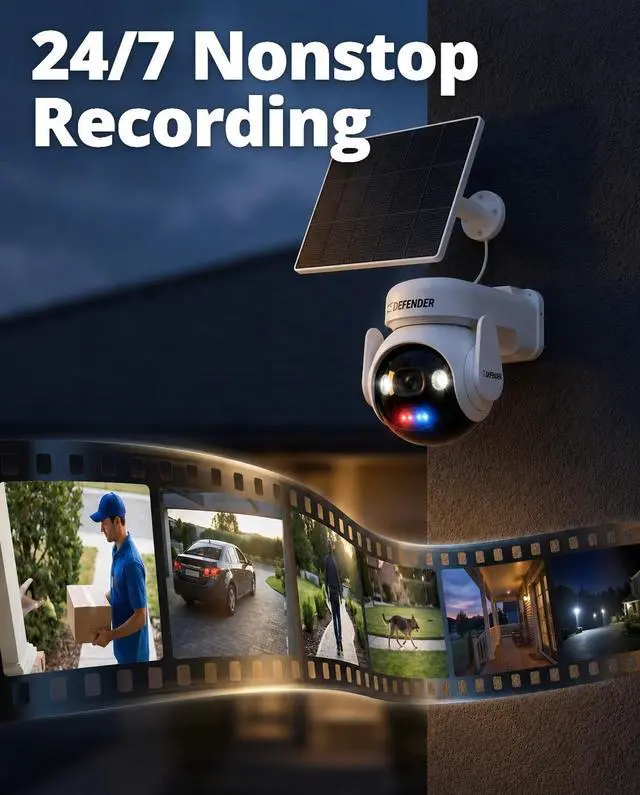 Alt view image 4 of 5 - Defender AI 4K Guard Ultra-Charge AOV Wireless Battery Security Camera, 24/7 Recording, 360 PTZ, AI Tracking, Setup in 5 Minutes, 10,000mAH Battery, 5W Solar Panel, Guard App (2-Pack)