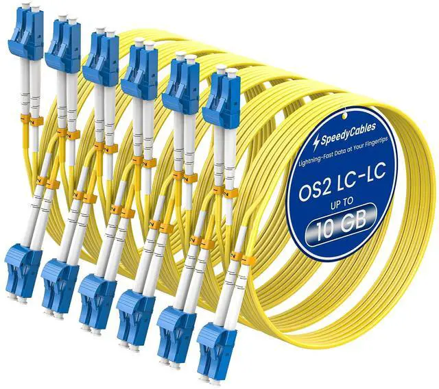 Main image of SpeedyCables- OS2 LC to LC Fiber Patch Cable 5M 6-Pack, 1G/10Gb 9/125um Single Mode Duplex SMF Fiber Optic Cable Cord LSZH(Yellow) - 5M 6Pack