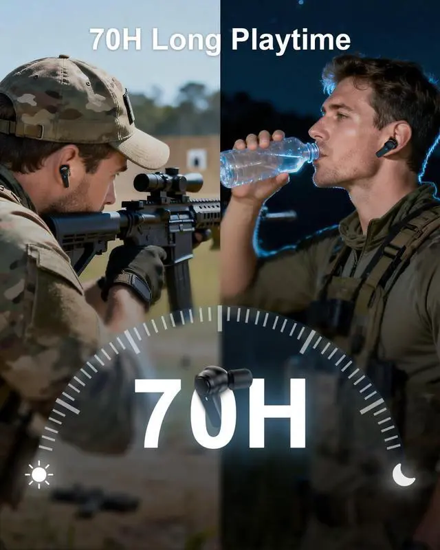 Alt view image 3 of 5 - Qozybuds Electronic Shooting Ear Protection Earbuds, 29dB SNR, 70H Playtime, Bluetooth 6.0 Hearing Protection Earplugs, IPX6 Waterproof, TWS & ENC Earbuds for Shooting, Ranges with 12pcs Ear Buds
