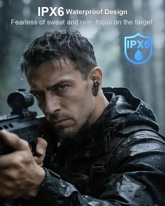 Alt view image 4 of 5 - Qozybuds Electronic Shooting Ear Protection Earbuds, 29dB SNR, 70H Playtime, Bluetooth 6.0 Hearing Protection Earplugs, IPX6 Waterproof, TWS & ENC Earbuds for Shooting, Ranges with 12pcs Ear Buds