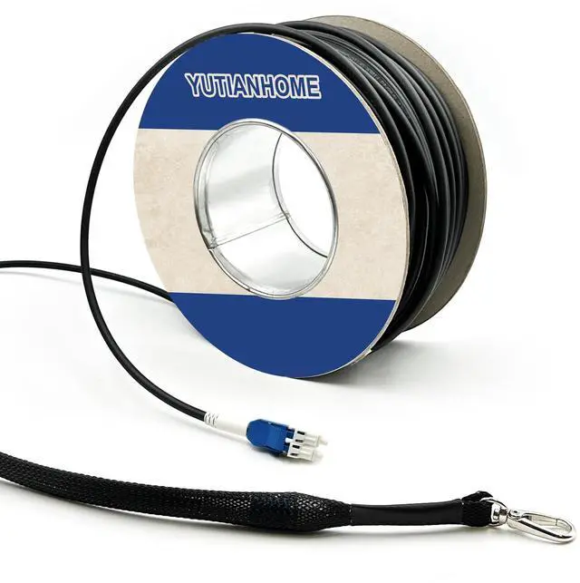 Main image of YUTIANHOME 120 feet OD-5mm Industrial TPU OS2 LC to LC Outdoor Armored Fiber Optic Cable, Duplex Single Mode Fiber Patch Cable, 9/125um Uniboot LC Fiber with Pulling Eye Kit Installed on one end