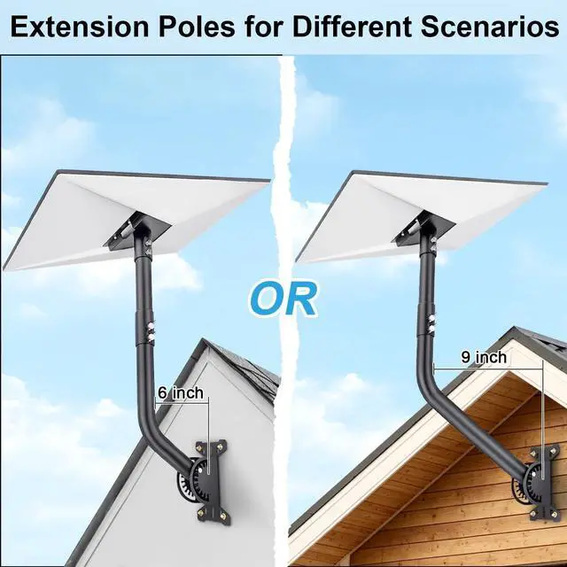 Alt view image 2 of 5 - MONOJOY Gen 3 Wall Mount for Starlink Standard 4/4X/V3 Dish, Heavy Duty Alloy Steel Bracket with 8 & 10 Inch Poles, Weatherproof Roof Mount Kit with Installation Hardware, Matte BlackOne Set