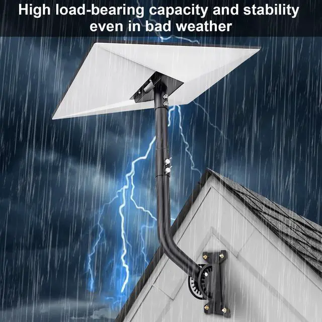 Alt view image 4 of 5 - MONOJOY Gen 3 Wall Mount for Starlink Standard 4/4X/V3 Dish, Heavy Duty Alloy Steel Bracket with 8 & 10 Inch Poles, Weatherproof Roof Mount Kit with Installation Hardware, Matte BlackOne Set
