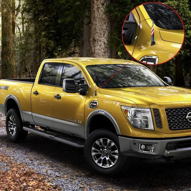 Alt view image 2 of 5 - Car Truck Bullet Antenna with Valve Stem Caps for F150 F250 F350 Super Chevrolet Duty Raptor Dodge Ram 1500 2500 3500, Truck AccessoriesGold - American Flag Design