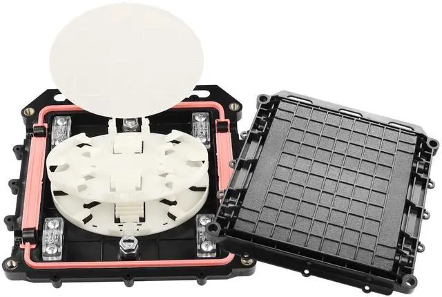 Main image of PNGKNYOCN Fiber Optic Junction Box, 2 in 2 Out Splice Box, Mini Small Square Type 12 Core Outdoor Waterproof Protection Box