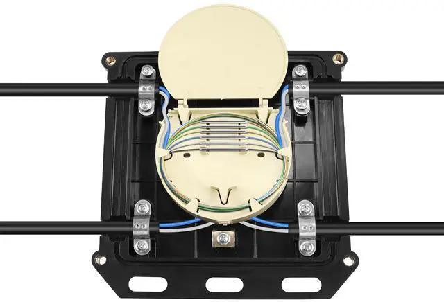 Alt view image 3 of 5 - PNGKNYOCN Fiber Optic Junction Box, 2 in 2 Out Splice Box, Mini Small Square Type 12 Core Outdoor Waterproof Protection Box