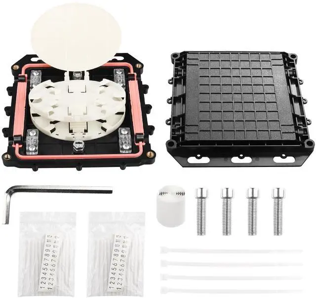 Alt view image 5 of 5 - PNGKNYOCN Fiber Optic Junction Box, 2 in 2 Out Splice Box, Mini Small Square Type 12 Core Outdoor Waterproof Protection Box