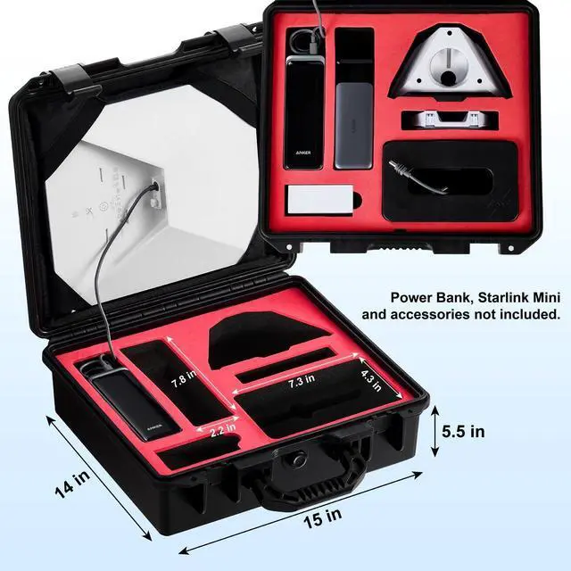 Alt view image 2 of 5 - HLHGR Starlink Mini Case,IP67 Waterproof Hard Carrying Case for Starlink Mini Accessories Supports In-Case Use Portable Storage Bag Ideal for Outdoor Travel and Camping