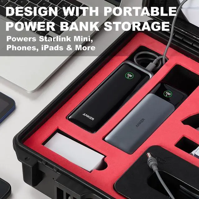 Alt view image 3 of 5 - HLHGR Starlink Mini Case,IP67 Waterproof Hard Carrying Case for Starlink Mini Accessories Supports In-Case Use Portable Storage Bag Ideal for Outdoor Travel and Camping