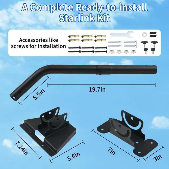 Alt view image 3 of 5 - Gen 3 Starlink Mount, Lengthening 360 Adjustable Starlink Mounting Kit Compatible with V3 Starlink Standard Dish, Wall Mount/Roof Mount for Gen3 Starlink Internet Kit Satellite