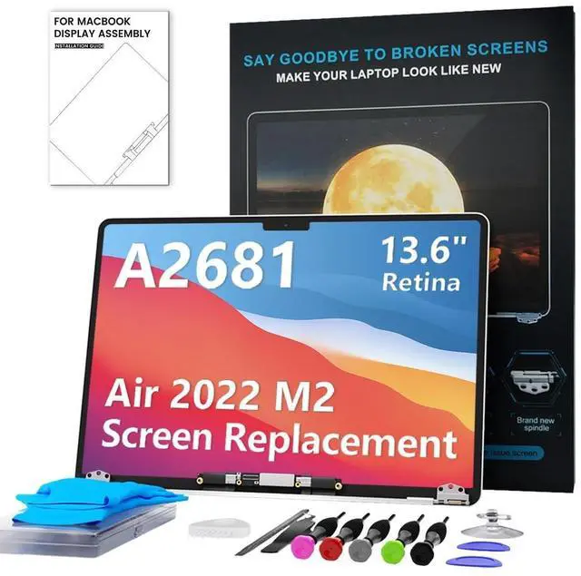 Main image of AWGUKQT Replacement Screen 13.6" for MacBook Air 13 inch M2 2022 A2681 (Model: EMC 4074) Full LCD 2560x1664 Display Assembly with Fix Kit (Midnight)