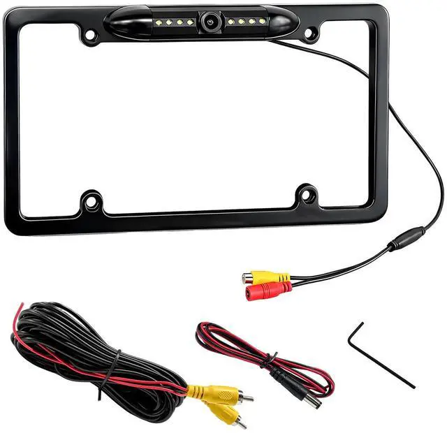 Main image of Fkewp License Plate Frame Backup Camera, 12V Waterproof Rear View Camera with License Plate & 8 LED, 170 Viewing Angle Night Vision Licence Plates Reverse Cam for Car Truck SUV