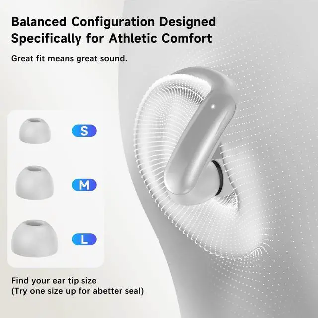 Alt view image 5 of 5 - UPUNAIS Wireless Ear Buds,Bluetooth Headphones with ENC Noise Cancelling,50H Playtime Earphones with LED Power Display,IPX4 Waterproof in-Ear Earbuds for Sports/Workout,Smartphone Laptop(Silver