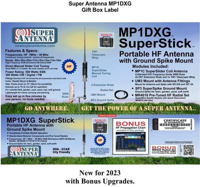 Alt view image 3 of 5 - Super Antenna MP1DXG HF Portable Antenna with Ground Mount ham Radio Amateur Go Bag