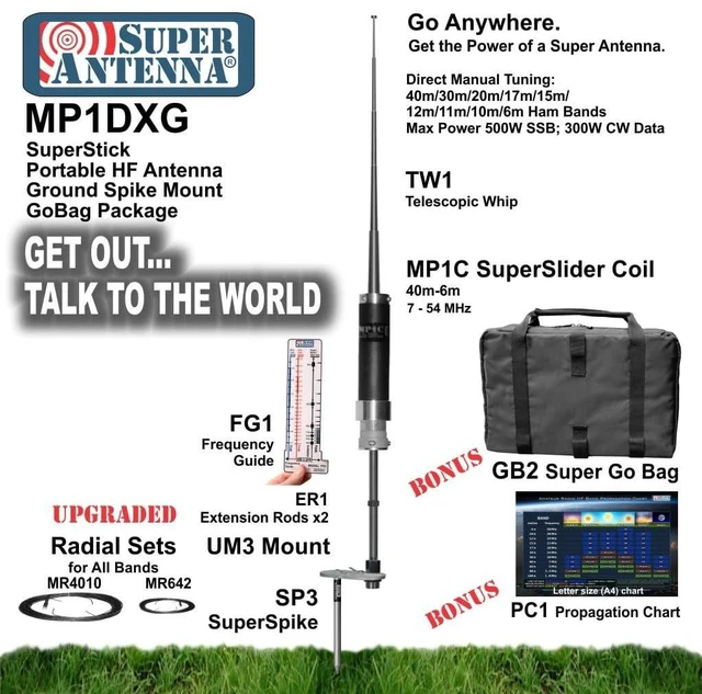 Alt view image 2 of 5 - Super Antenna MP1DXG HF Portable Antenna with Ground Mount ham Radio Amateur Go Bag