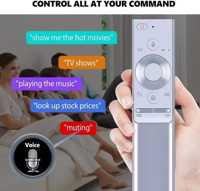 Alt view image 3 of 5 - PZL New BN59-01272A Replacement Voice Remote Control fit for Samsung TV BN59-01270A BN59-01274A QN88Q9FAMFXZA QN75Q9FAMFXZA QN65Q9FAMFXZA QN49Q6FAMFXZA QN55Q6FAMFXZA (Aluminum)