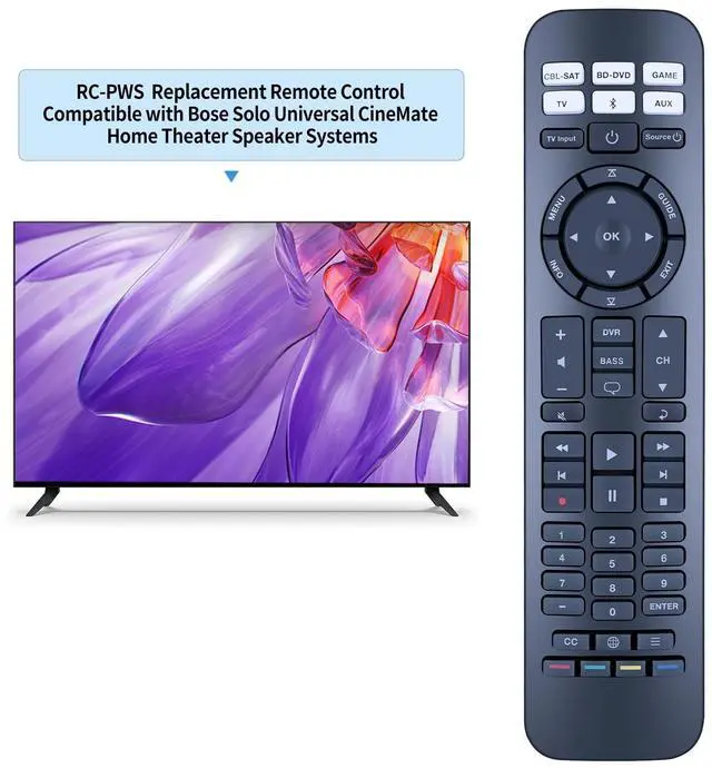 Alt view image 3 of 5 - Replacement Remote Control for Bose RC-PWS III IR Cinemate I IIGS 1SR Solo5 Solo 10 & 15, Compatible with Solo TV Sound Systems 714543-1020
