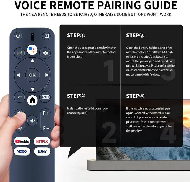 Alt view image 3 of 5 - WDZP New Projector Replacement Remote Control fit for ULTIMEA Nova C40 Poseidon E40, ZCGIOBN, WANBO Mozart 1 Pro 4K Supported Projector M1 PRO ETOE E3 PRO Whale Pro