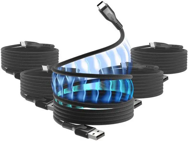 Main image of Statik MagStack USB to USB C Cable, A to Type C Charger Fast Charging Phone Charger Cord, On The Go Magnetic Charging Cable for Car, Compatible with iPhone, iPad & Android, 27W 6FT, 5-Pack