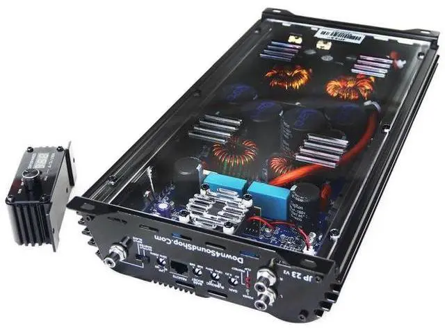 Alt view image 4 of 4 - DOWN4SOUND JP23 V2 Black Gloss ^^ Monoblock Amplifier - 2800W RMS, 1-Ohm Stable, Linkable for Car Audio Systems, High-Performance Bass Amplifier for 2800W Subwoofer Setup