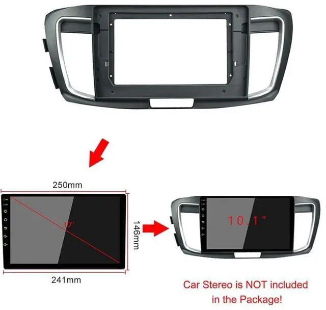 Alt view image 3 of 5 - 9'' Car Radio Stereo Dash Install Kit Fascia Panel Trim fits for Honda Accord 9TH 2014-2017 Installation Aftermarket Stereo Headunit