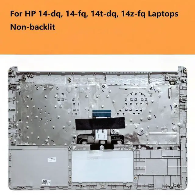 Alt view image 2 of 5 - CCGDZKJ L88200-001 Replacement Upper Case Palmrest with Non-Backlit Keyboard for HP 14-DQ, 14-FQ, 14T-DQ, 14s-dq, 14s-fq Laptop, Silver